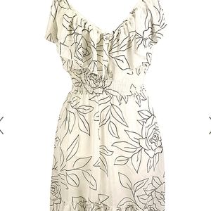 High-low cream floral sleeveless dress Med…